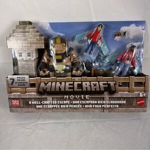 A Minecraft Movie Overworld Encounters A Well-Crafted Escape Action Figure Set